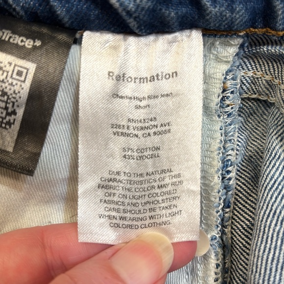 Reformation Charlie High Rise Denim Jean Shorts Cut Off Button Fly Micro Size 26 - Picture 9 of 11